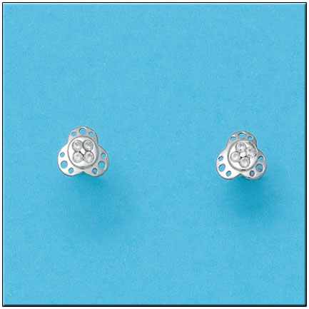 PENDIENTES EN ORO BLANCO DE 18KL FLOR