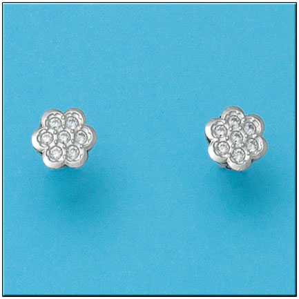 PENDIENTES EN ORO BLANCO DE 18KL FLOR