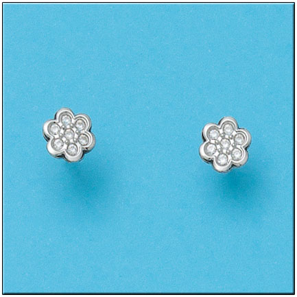 PENDIENTES EN ORO BLANCO DE 18KL FLOR 