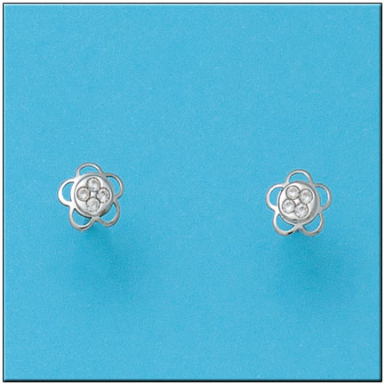 PENDIENTES EN ORO BLANCO DE 18KL FLOR 