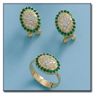 PENDIENTES EN ORO DE 18KL ESMERALDAS