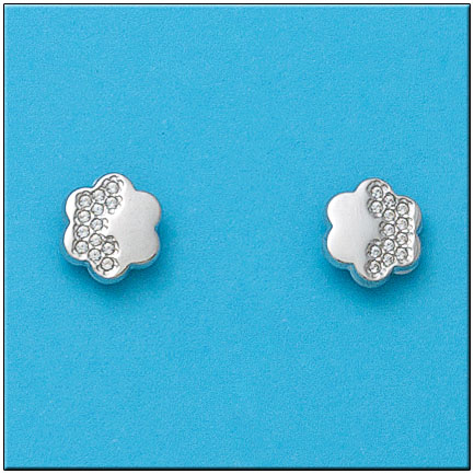 PENDIENTES FLOR EN ORO BLANCO 18KL