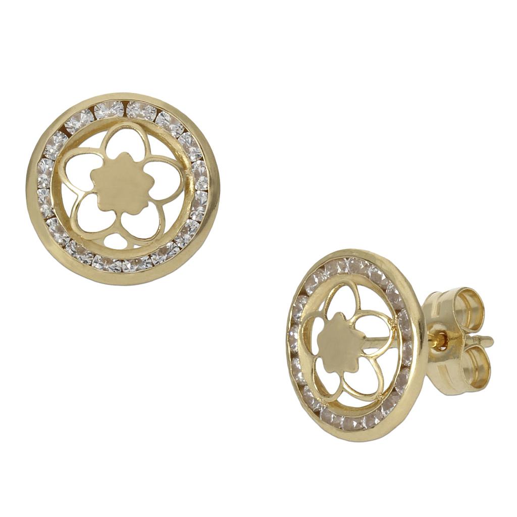 PENDIENTES FLOR ORO 18KL CIRCONITAS - 9.50MM