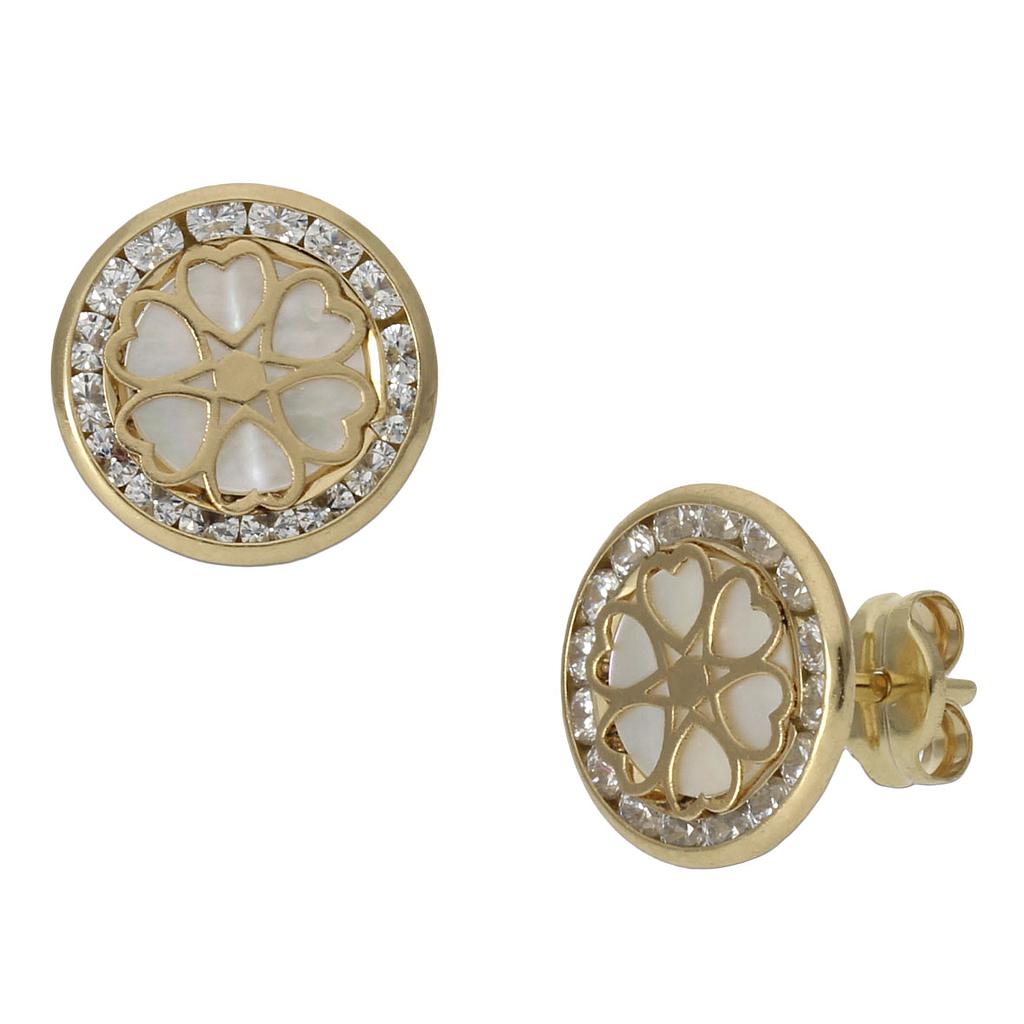 PENDIENTES FLOR ORO 18KL NACAR - 9.50MM