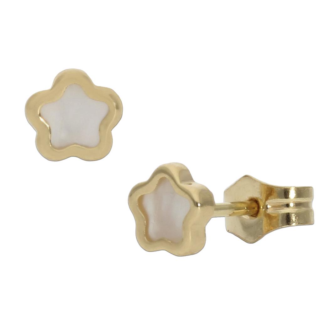 PENDIENTES ORO 18KL FLOR NACAR - 4.50MM