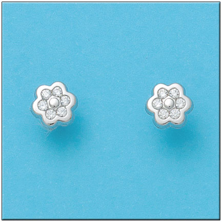 PENDIENTES ORO BLANCO DE 18KL FLOR
