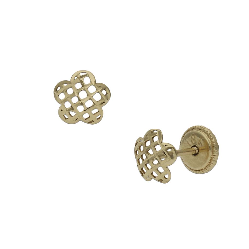 PENDIENTES TALLADOS ORO 18KL FLOR - 5.50MM