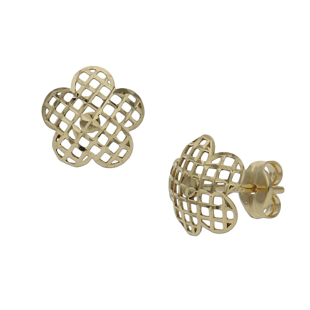 PENDIENTES TALLADOS ORO 18KL FLOR - 8MM