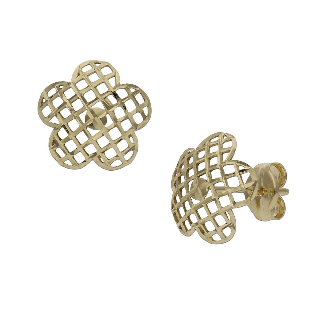 PENDIENTES TALLADOS ORO 18KL FLOR - 9MM