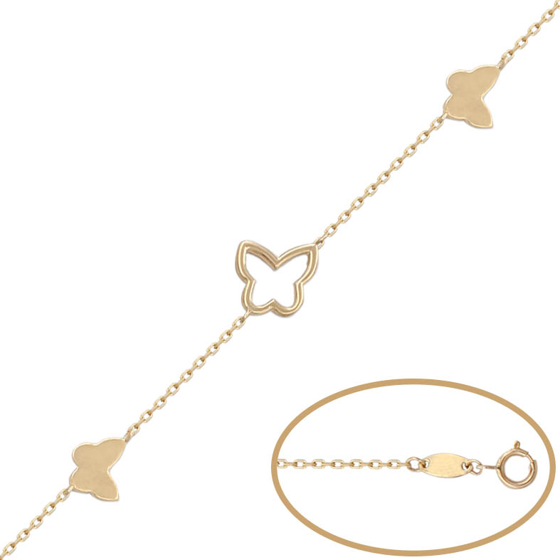 PULSERA 3 MARIPOSAS ORO 18KL 
