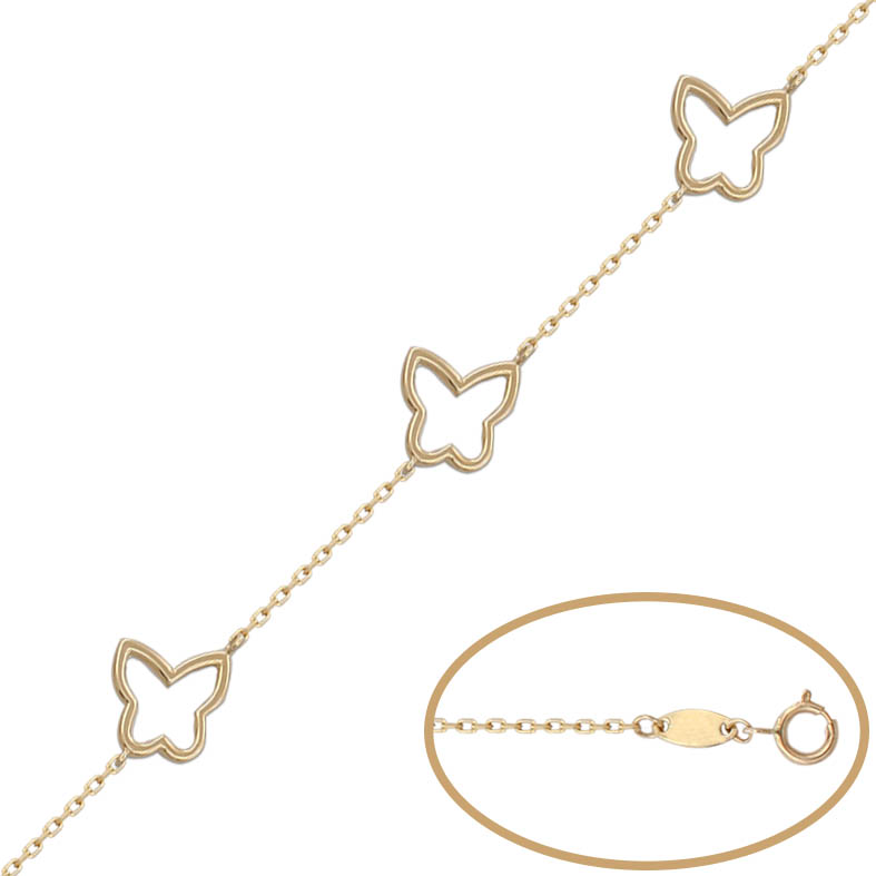 PULSERA 3 MARIPOSAS ORO 18KL 