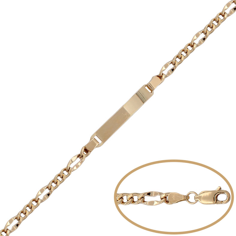 PULSERA PLACA ORO 18KL 3x1 - 4MM