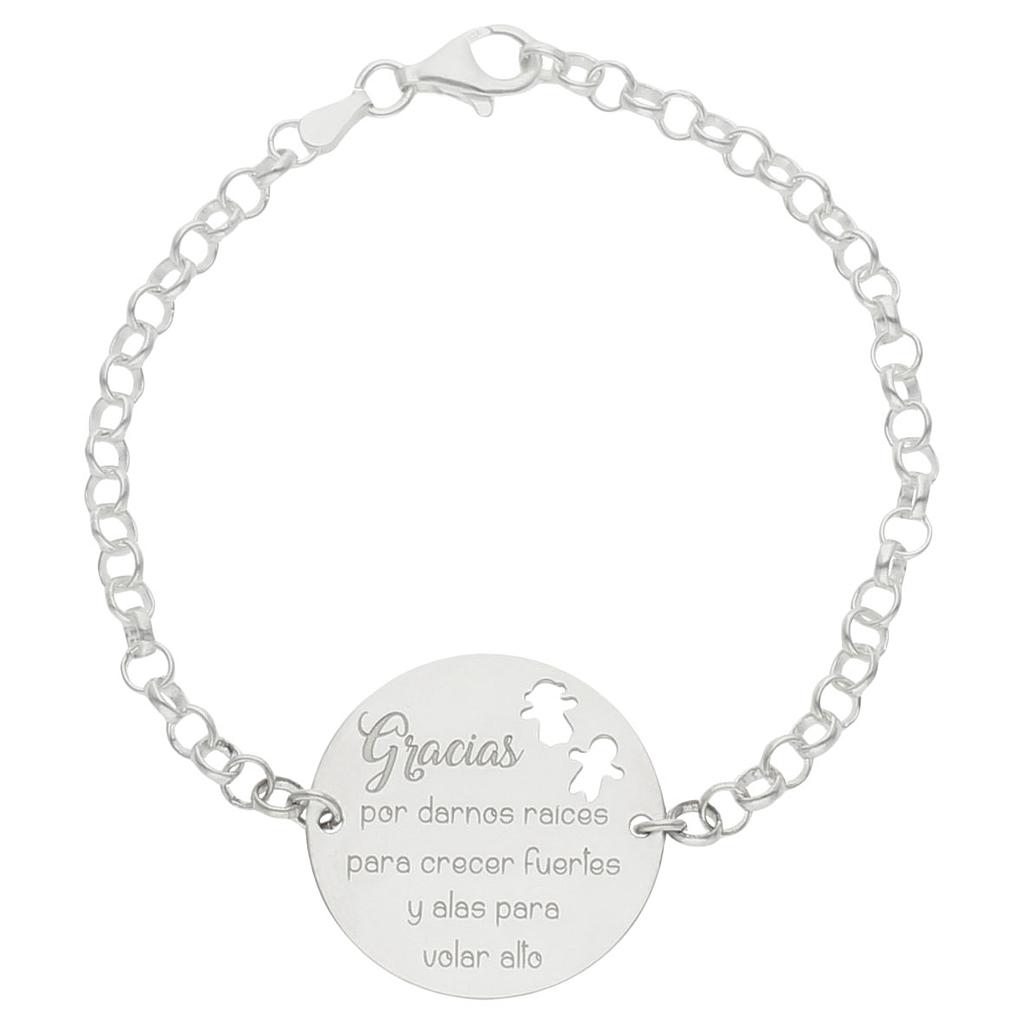 PULSERA PROFE + FRASE PLATA 925MM - 25MM