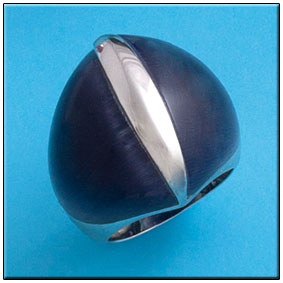 SORTIJA OJO DE GATO AZUL PLATA 925MM
